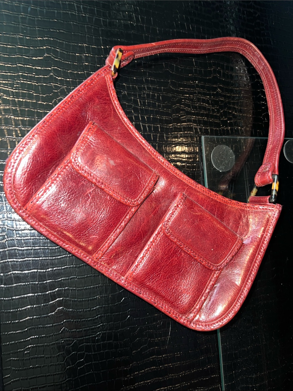 Vintage Cole Haan Cherry Red Leather Mini Bag 🍷👜
